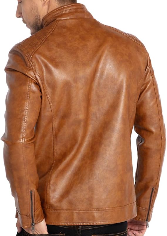 Men's Stand Collar Leather SheepSkin Leather Jacket