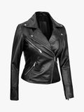 Bold Motion Women's Black Asymmetrical Biker Leather Jacket - Premium Quality Real Leather Jacket