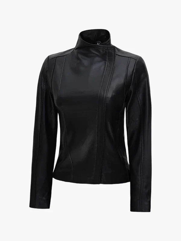 Falcon Cut Women's Flap Closure Leather Biker Jacket - Premium Quality Real Leather Jacket