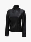 Falcon Cut Women's Flap Closure Leather Biker Jacket - Premium Quality Real Leather Jacket
