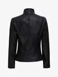 Falcon Cut Women's Flap Closure Leather Biker Jacket - Premium Quality Real Leather Jacket