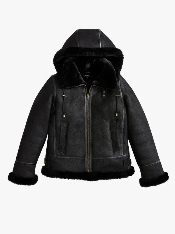 Frost Luxe 100% Shearling Cold Weather Bomber Jacket - Premium Quality Real Leather Jacket