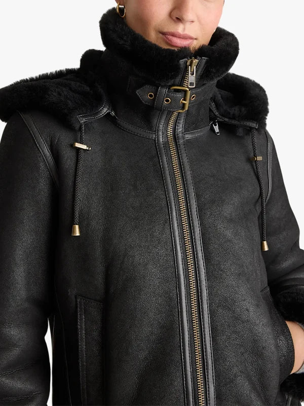 Frost Luxe 100% Shearling Cold Weather Bomber Jacket - Premium Quality Real Leather Jacket