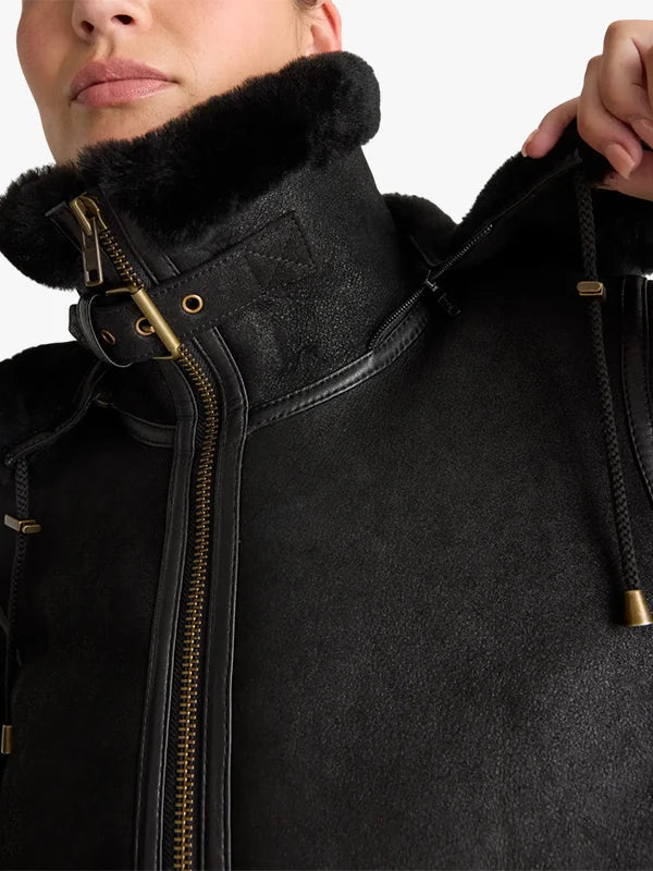 Frost Luxe 100% Shearling Cold Weather Bomber Jacket - Premium Quality Real Leather Jacket