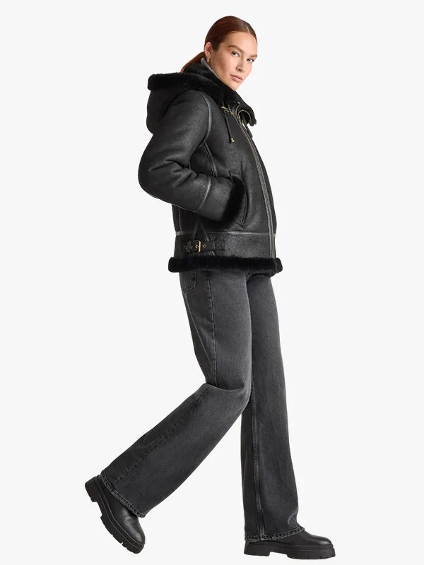 Frost Luxe 100% Shearling Cold Weather Bomber Jacket - Premium Quality Real Leather Jacket