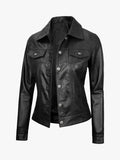Granite Line Black Leather Trucker Jacket - Premium Quality Real Leather Jacket
