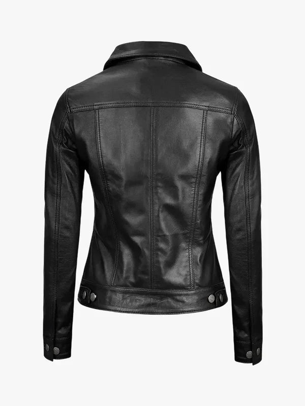 Granite Line Black Leather Trucker Jacket - Premium Quality Real Leather Jacket