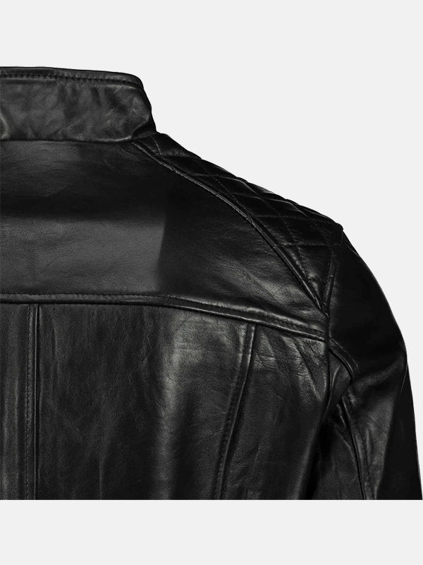 Heritage Line Padded Style Black Leather Jacket - Premium Quality Real Leather Jacket
