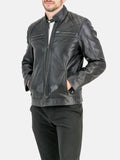 Heritage Line Padded Style Black Leather Jacket - Premium Quality Real Leather Jacket