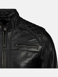 Heritage Line Padded Style Black Leather Jacket - Premium Quality Real Leather Jacket