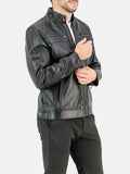 Heritage Line Padded Style Black Leather Jacket - Premium Quality Real Leather Jacket