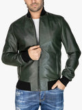 Men's Bomber Green Evergreen Style Jacket - Premium Quality Real Leather Jacket