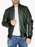 Men's Bomber Green Evergreen Style Jacket - Premium Quality Real Leather Jacket