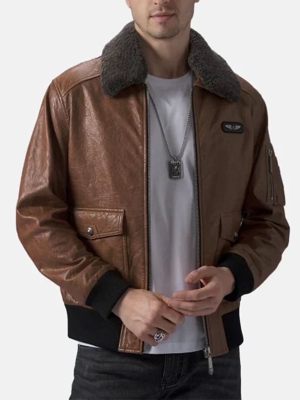 Men's Brown Leather Flight Jacket - Premium Quality Real Leather Jacket