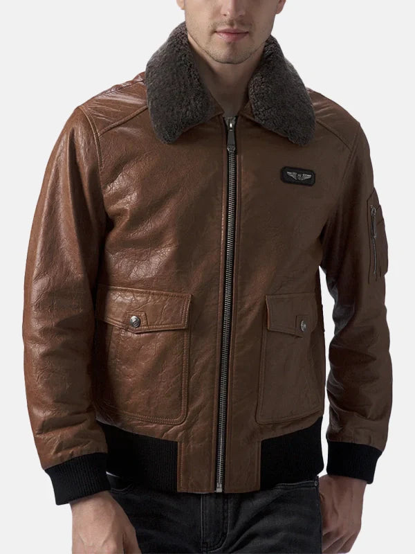 Men's Brown Leather Flight Jacket - Premium Quality Real Leather Jacket