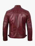 Mens Real Leather Burgundy Biker Jacket - Premium Quality Real Leather Jacket