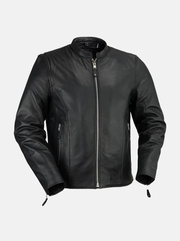 Men's Cafe Racer Black Leather Jacket - Premium Quality Real Leather Jacket