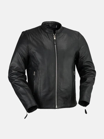 Men's Cafe Racer Black Leather Jacket - Premium Quality Real Leather Jacket