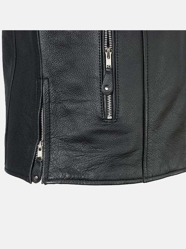 Men's Cafe Racer Black Leather Jacket - Premium Quality Real Leather Jacket