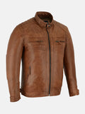 Men's Cafe Racer Brown Motorcycle Leather Jacket - Premium Quality Real Leather Jacket