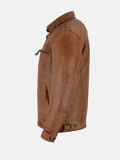 Men's Cafe Racer Brown Motorcycle Leather Jacket - Premium Quality Real Leather Jacket