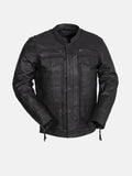 Men's Utility Style Black Leather Biker Jacket - Premium Quality Real Leather Jacket