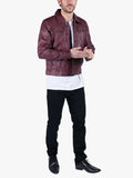Mens Burgundy Leather Shirt Jacket - Premium Quality Real Leather Jacket