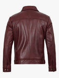 Mens Classic Shirt Collar Harrington Leather Jacket - Premium Quality Real Leather Jacket