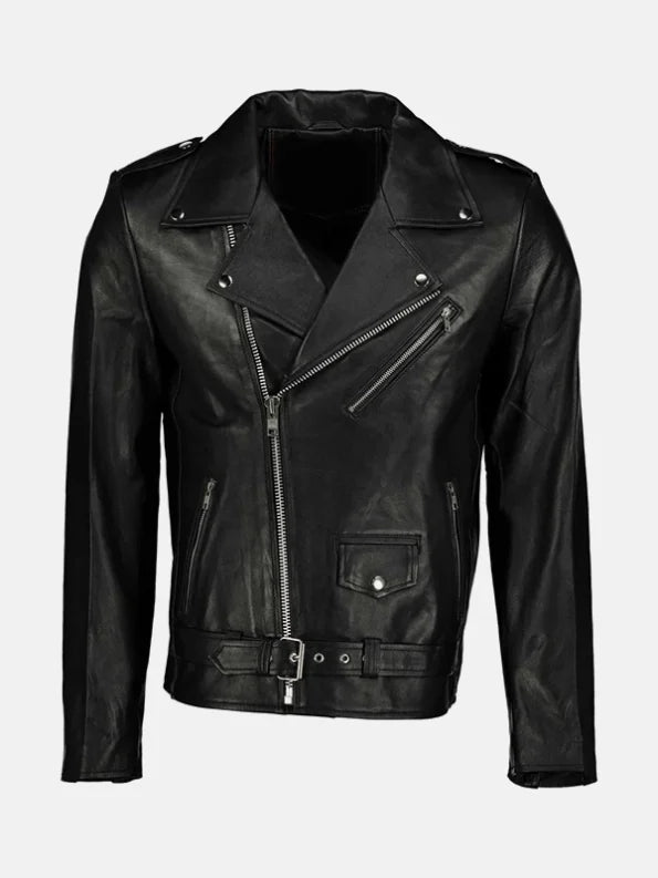 Metro Moto Asymmetrical Collar Black Leather Moto Jacket - Premium Quality Real Leather Jacket