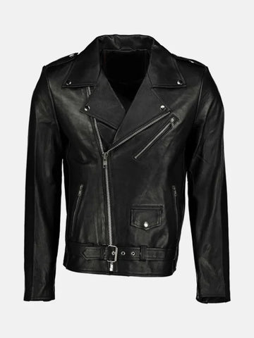Metro Moto Asymmetrical Collar Black Leather Moto Jacket - Premium Quality Real Leather Jacket