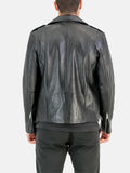 Metro Moto Asymmetrical Collar Black Leather Moto Jacket - Premium Quality Real Leather Jacket