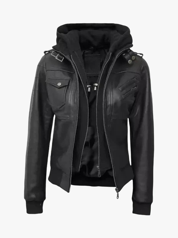 Royal Bomber Women's Bomber Black Leather Jacket - Premium Quality Real Leather Jacket