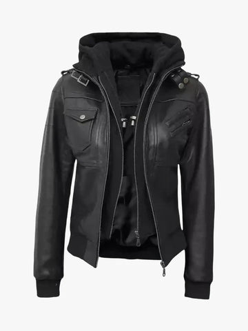 Royal Bomber Women's Bomber Black Leather Jacket - Premium Quality Real Leather Jacket