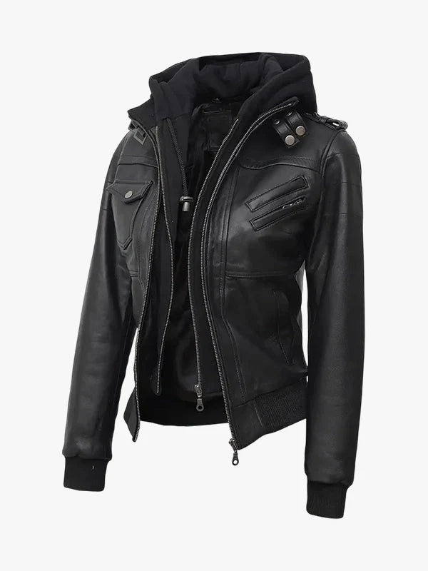 Royal Bomber Women's Bomber Black Leather Jacket - Premium Quality Real Leather Jacket