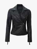 Summit Rider Women Asymmetrical Black Biker Leather Jacket - Premium Quality Real Leather Jacket