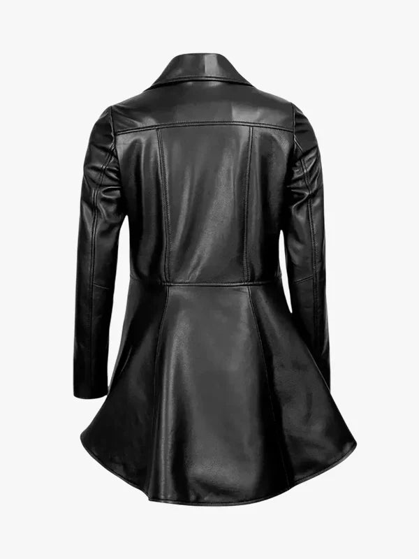 Vogue Curve Women's Black Peplum Leather Jacket - Premium Quality Real Leather Jacket