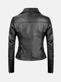 Women's Asymmetrical Black Leather Biker Jacket - Premium Quality Real Leather Jacket