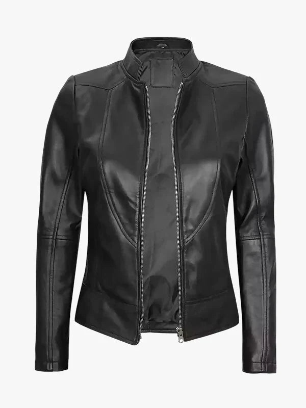 Women's Black Cafe Racer Leather Jacket - Premium Quality Real Leather Jacket
