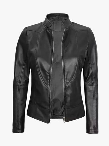 Women's Black Cafe Racer Leather Jacket - Premium Quality Real Leather Jacket