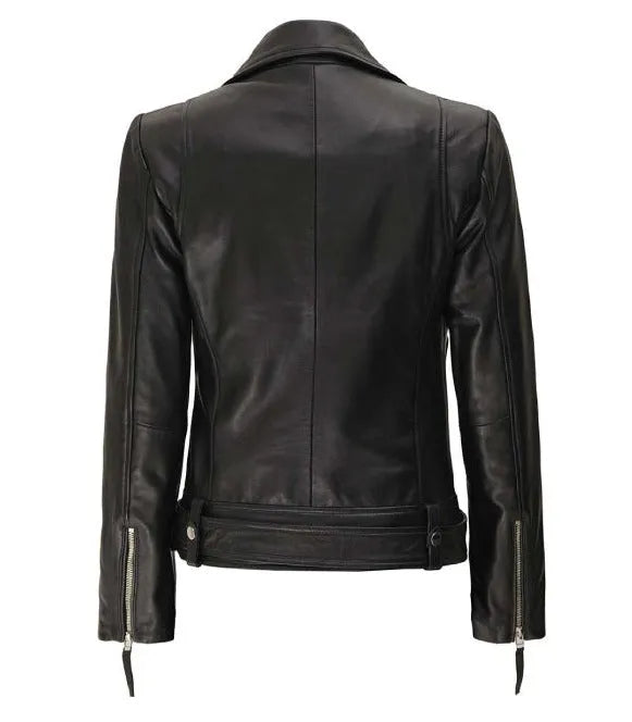 Classic Rebel Womens Asymmetrical Leather Jacket - Premium Quality Real Leather Jacket