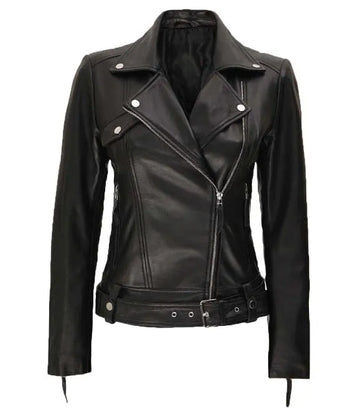 Classic Rebel Womens Asymmetrical Leather Jacket - Premium Quality Real Leather Jacket