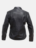Women's Snap Tab Collar Black Leather Jacket - Premium Quality Real Leather Jacket