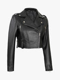 Women's Urban Chic Cropped Leather Biker Jacket - Premium Quality Real Leather Jacket