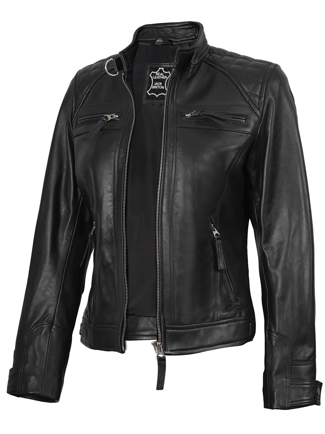 Jade Johnson Black Cafe Racer Jacket for Women