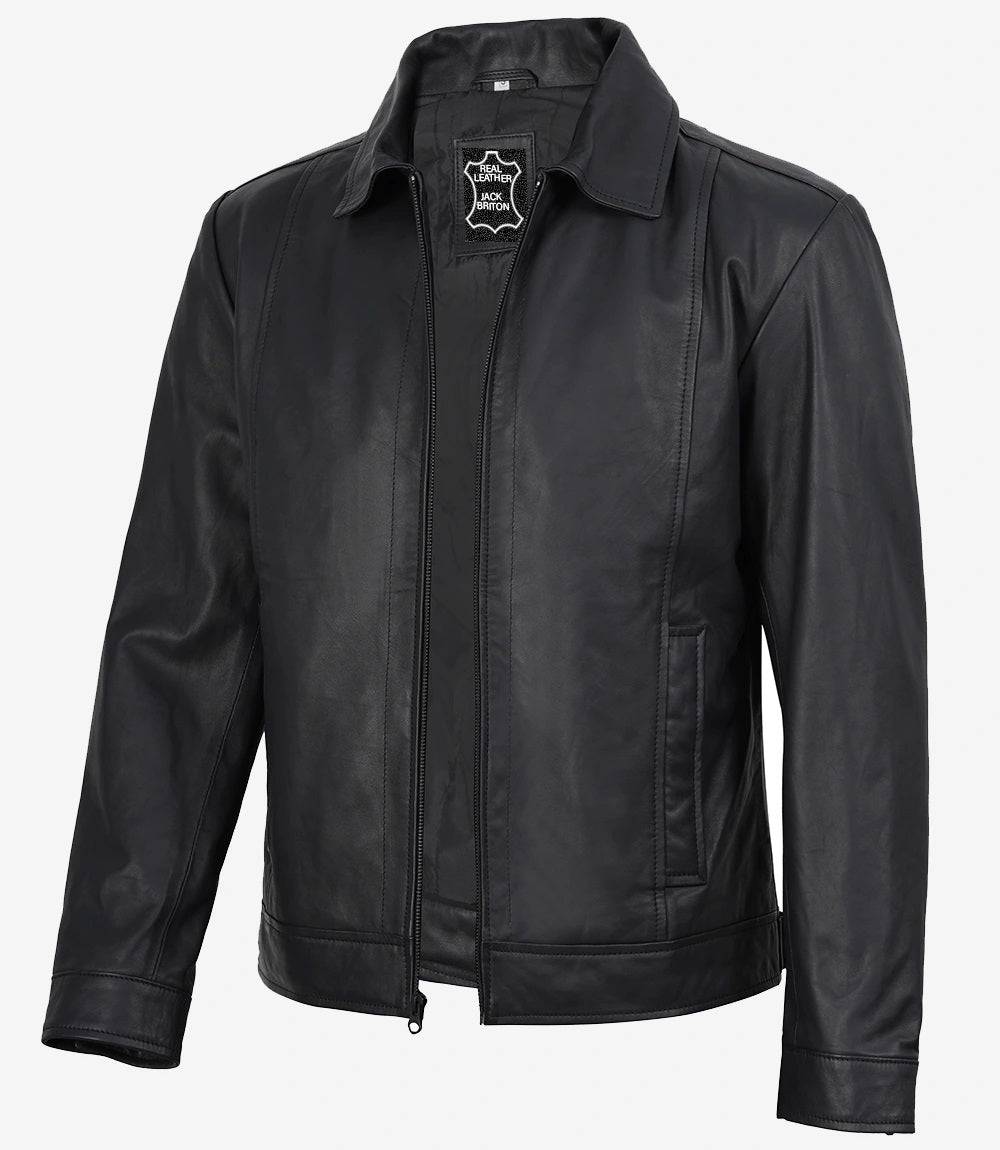 Mens Hudson Matte Black Harrington Jacket