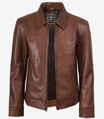 Men's Cognac Mason Harrington Leather Jacket
