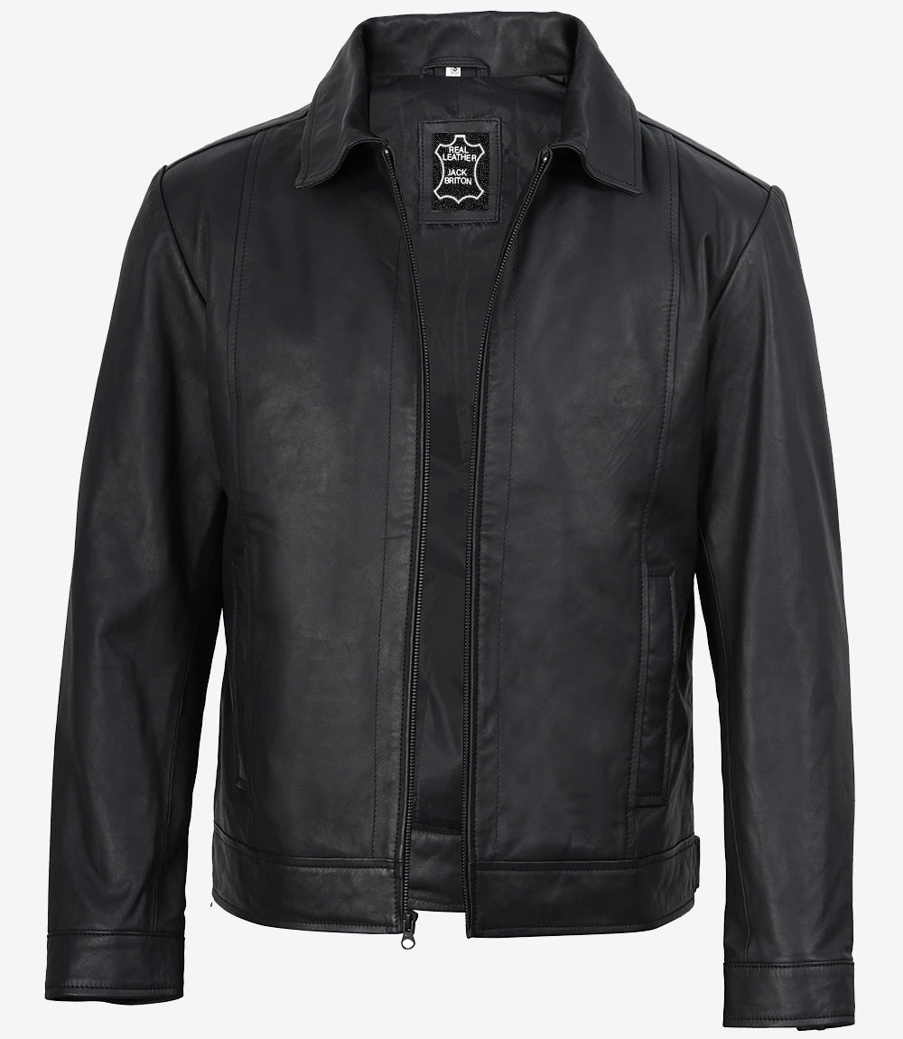 Mens Hudson Matte Black Harrington Jacket
