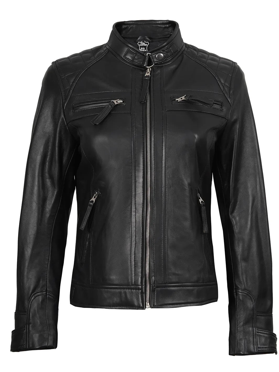 Jade Johnson Black Cafe Racer Jacket for Women